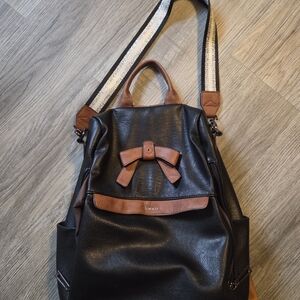 Chic Black and Brown Leather Backpack